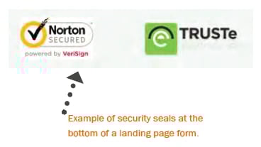 Example of trust seals on a landing page.