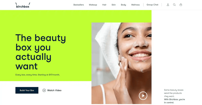single product website example, Birchbox