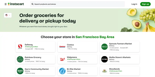 single product website example, Instacart
