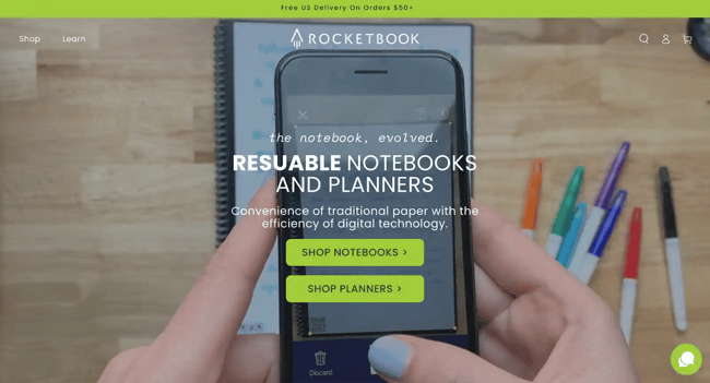 single product website example, Rocketbook