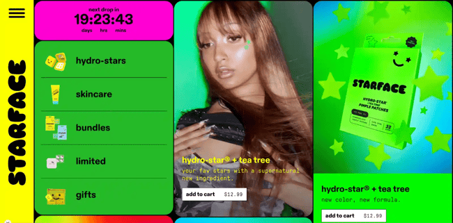 single product website example, Starface World
