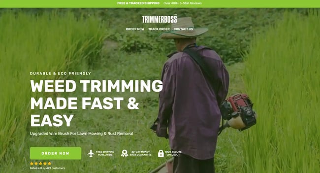 single product website example, Trimmer Boss