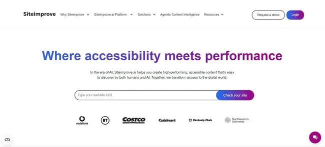 siteimprove landing page for an ai for web accessibility platform