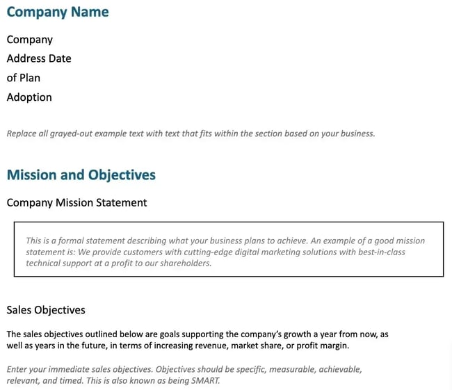small business sales plan example from fitsmallbusiness