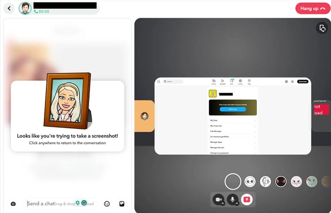 screensharing feature on Snapchat