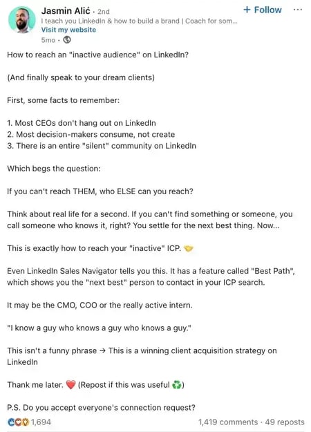 social media content formats example, Jasmin Alic