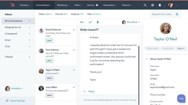 social media messaging, hubspot’s unified inbox.