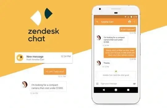 social media messaging, screenshot showing zendesk’s chat on a mobile device.