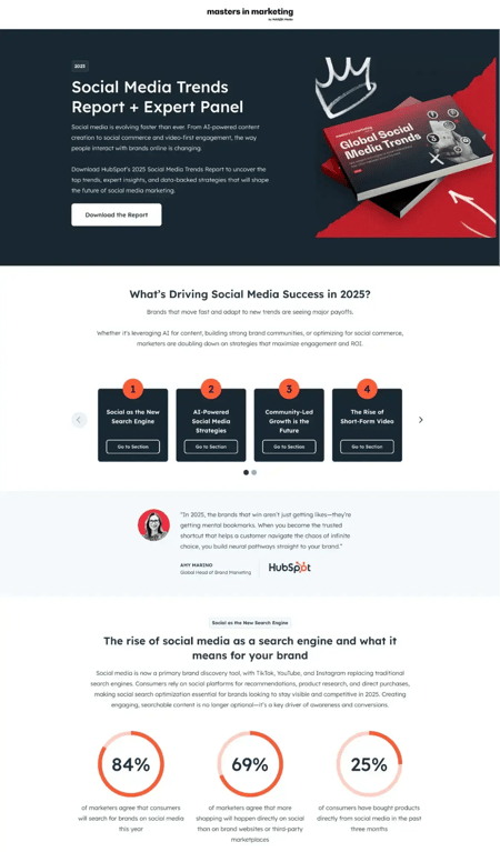 social media trends report landing page, hubspot