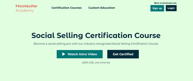 Landing page for Ǵǳٲܾٱ𡯲 Social Selling Certification Course.