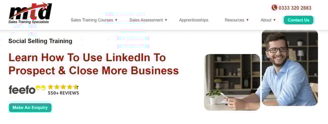 Landing page for Ѱն١ Social Selling Training course.