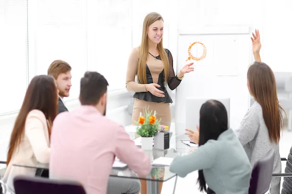 Marketing team working on social media content ideas.