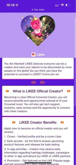 International social media platforms, LIKEE.