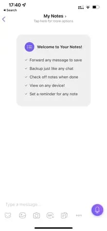 International social media platforms, Rakuten Viber My Note feature.