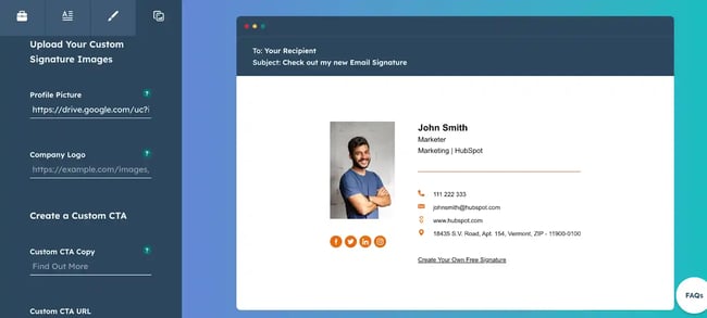 Add your headshot, company logo, and CTA (optional)