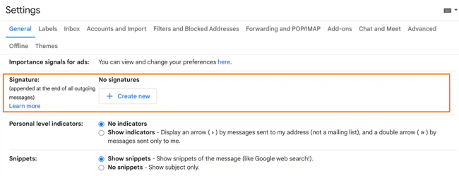 Scroll down until you see the email signature editor