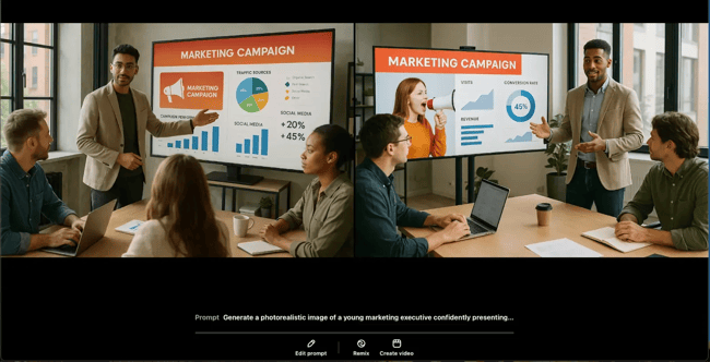sora interface for ai generated images, ai generated marketers