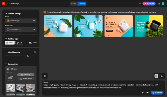 sora ui for ai generated images, sora prompt for product images