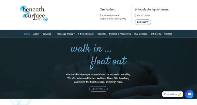 spa website, beneath the surface