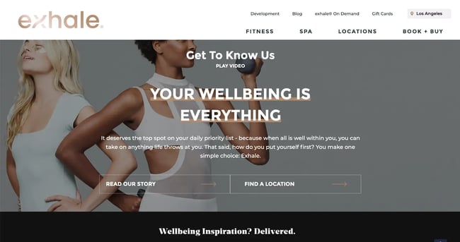 spa website, exhale