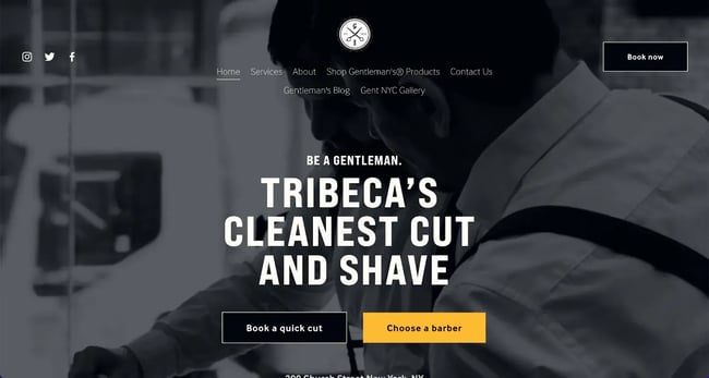 spa website, gentlemans barber