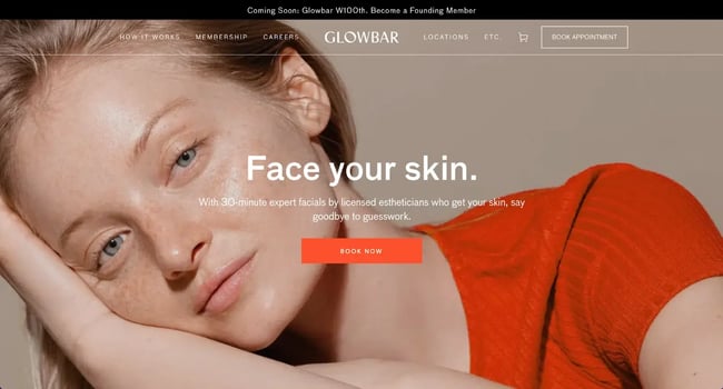 spa website, glowbar
