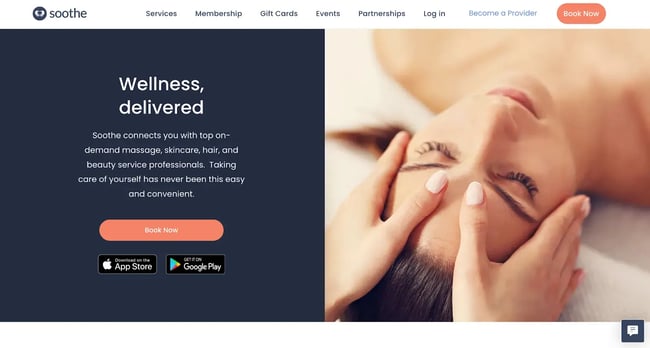 spa website, soothe