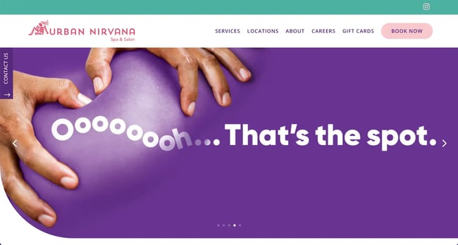 spa website, urban nirvana