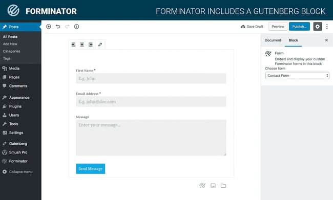 sponsorship form builder, forminator