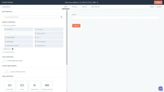 sponsorship form template, add form fields in hubspot 