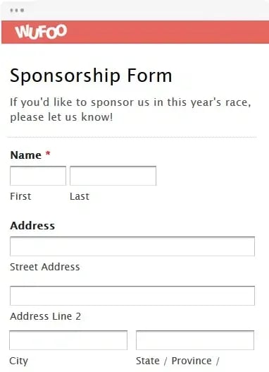 sponsorship form template, online sponsorship form example