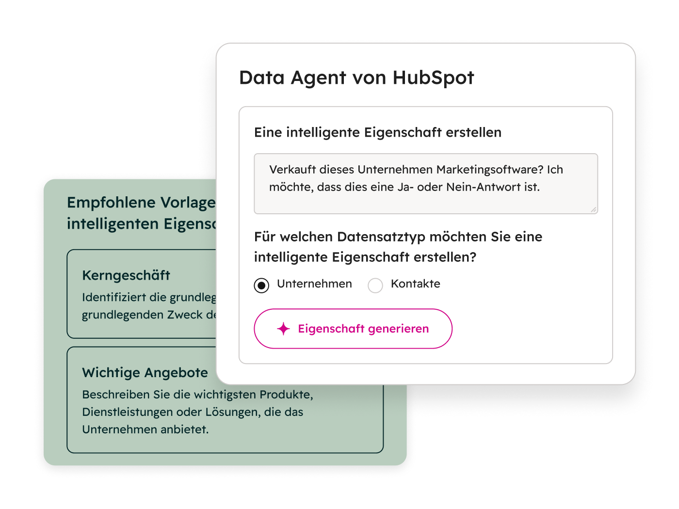 Vereinfachter Produkt-Screenshot des Data Agent 