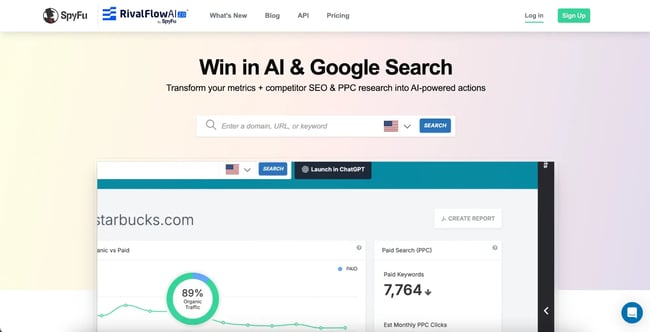 spyfu ppc competitor research tool screenshot