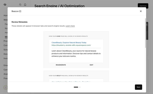 squarespace ai site setup, beacon ai