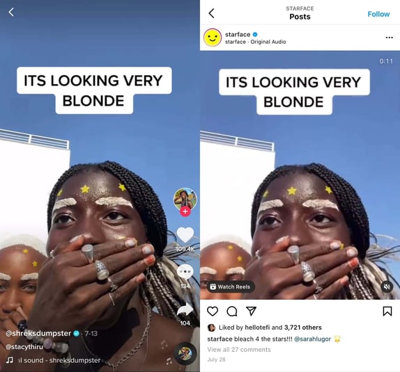 social listening strategy example: starface beauty brand