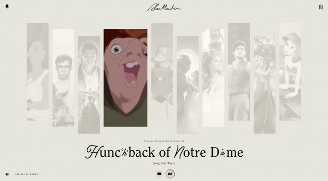 best static website design example, alan menken