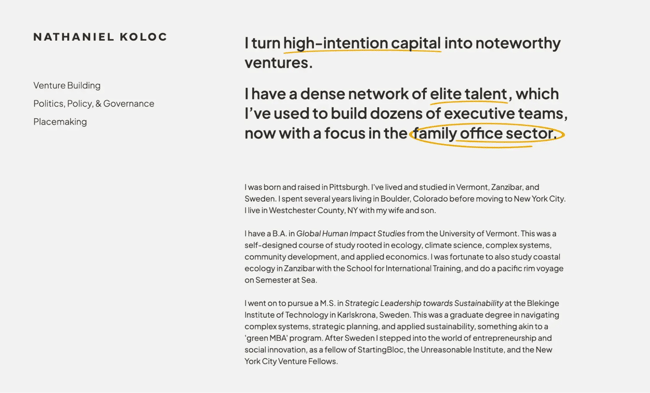 static website examples, nathaniel kolocc
