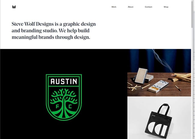 Best portfolio websites for developers, example from Steve Wolf Design.