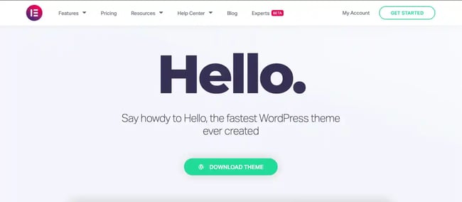 Hello Elementor WordPress plugin theme for the sticky menu