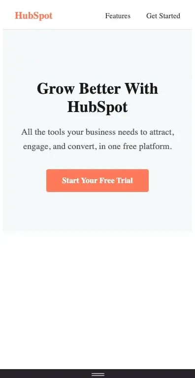 styled mobile hero section for landing page using html and css