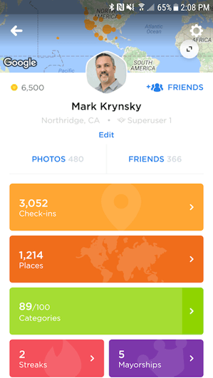 Página de perfil do app Swarm 5.0