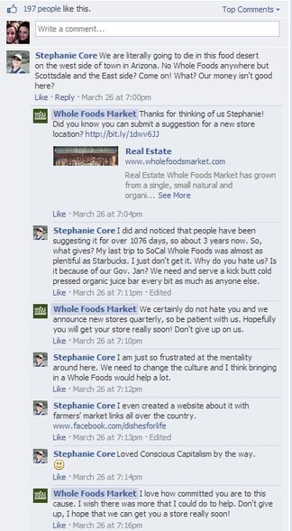 Whole Foods Market Facebook Comments
