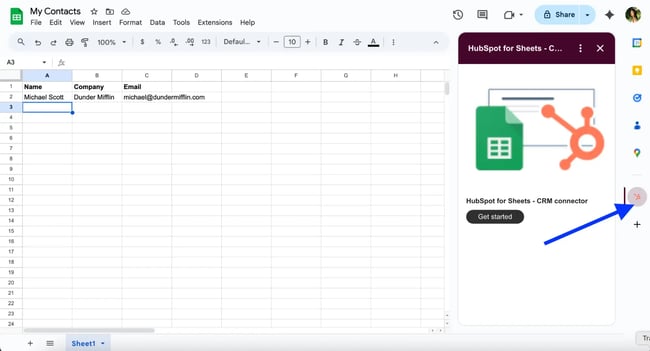 syncing contact data to google sheets using the HubSpot Google Sheet extension