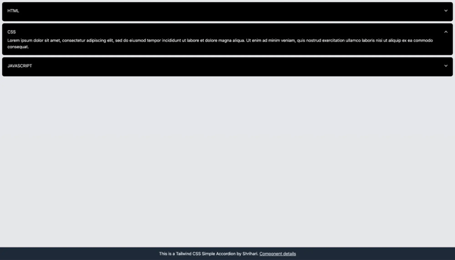 tailwind css, simple accordion