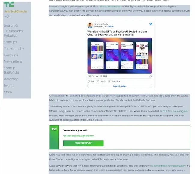 Law of Proximity example: TechCrunch