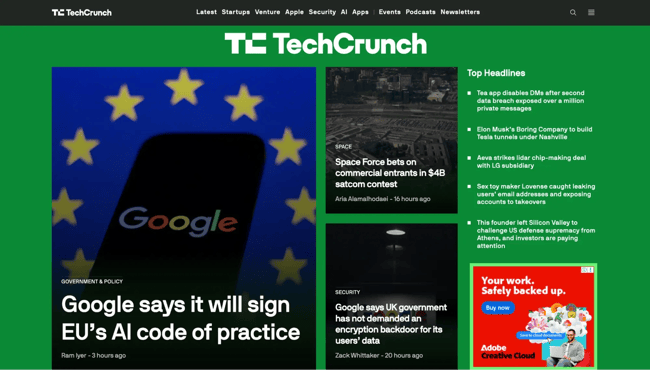 techcrunch is an example of blog website run on wordpress