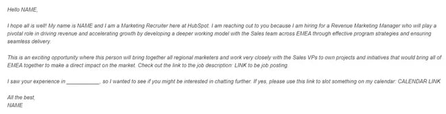 Revenue Marketing Manager Position - Best Recruiting Emails