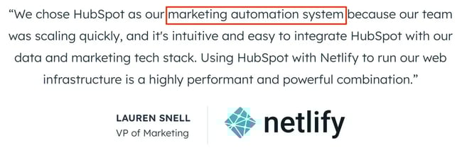 testimonial examples for sales hub