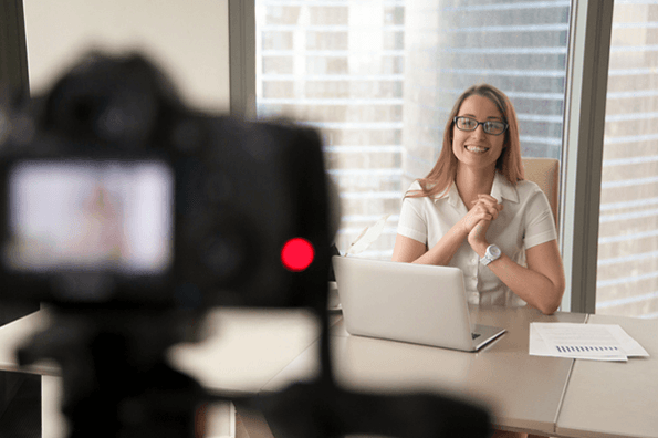 customer being recorded for testimonial video