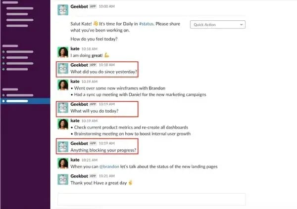 text based stand-up using bot